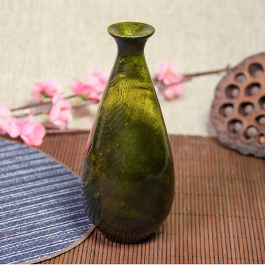 酒瓶形净瓶°绿檀&金丝楠素花插15*5cm 商品图1