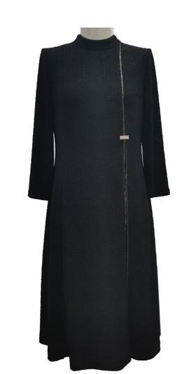 皮尔卡丹女装连衣裙法式复古黑色优雅时尚通勤A字裙P1323E1934B0
