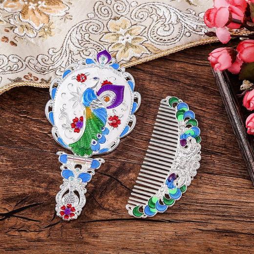 俄罗斯套装欧式折叠化妆镜美女台镜套装复古城堡镜子公主镜手柄镜 商品图6