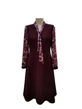 皮尔卡丹女装连衣裙真丝印花长袖淑女通勤百搭A字裙P1350E1826F3
