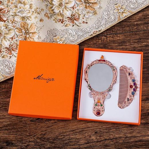 俄罗斯套装欧式折叠化妆镜美女台镜套装复古城堡镜子公主镜手柄镜 商品图1