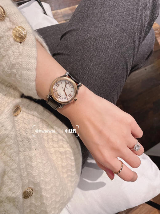 肖邦快乐钻石（黑色皮带玫瑰金表盘），女士石英腕表，瑞士进口石英机芯，走时精准，完美复刻，乱真无压力～ 商品图1