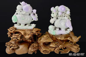 派瑞翡翠 翡翠摆件 糯种 绿色 紫色