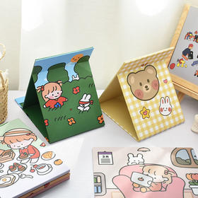 书桌折叠化妆镜梳妆镜可爱公主镜少女心学生宿舍桌面纸镜小镜子