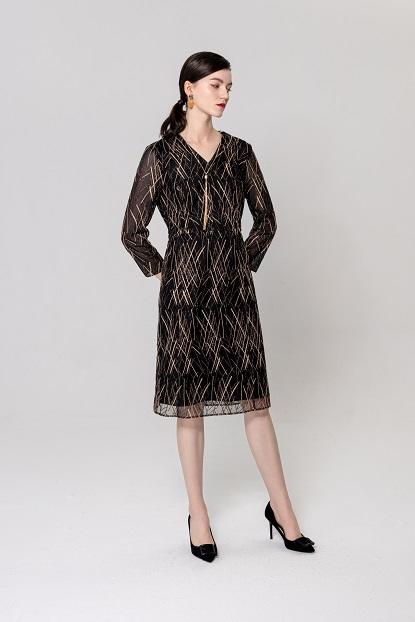 皮尔卡丹女装秋季新款时尚淑女知性优雅连衣裙P1305E1924J0
 商品图1