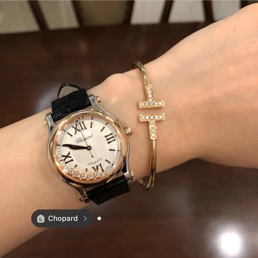 肖邦快乐钻石（黑色皮带玫瑰金表盘），女士石英腕表，瑞士进口石英机芯，走时精准，完美复刻，乱真无压力～ 商品图0