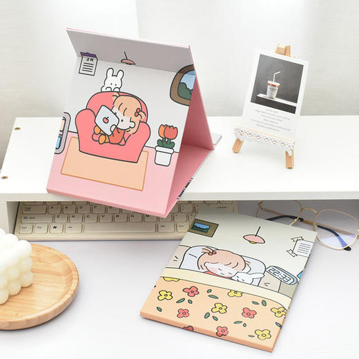 书桌折叠化妆镜梳妆镜可爱公主镜少女心学生宿舍桌面纸镜小镜子 商品图3