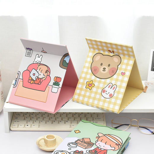 书桌折叠化妆镜梳妆镜可爱公主镜少女心学生宿舍桌面纸镜小镜子 商品图8