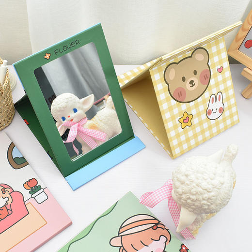 书桌折叠化妆镜梳妆镜可爱公主镜少女心学生宿舍桌面纸镜小镜子 商品图1