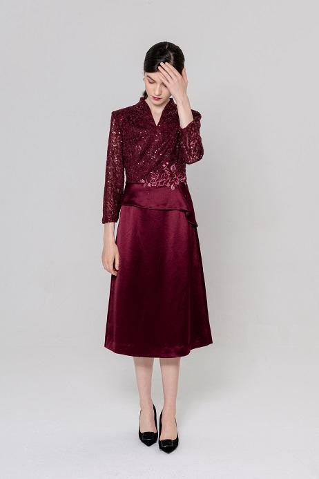 皮尔卡丹女装年秋季新款蕾丝小H摆礼服连衣裙P1307E1877T0
 商品图2