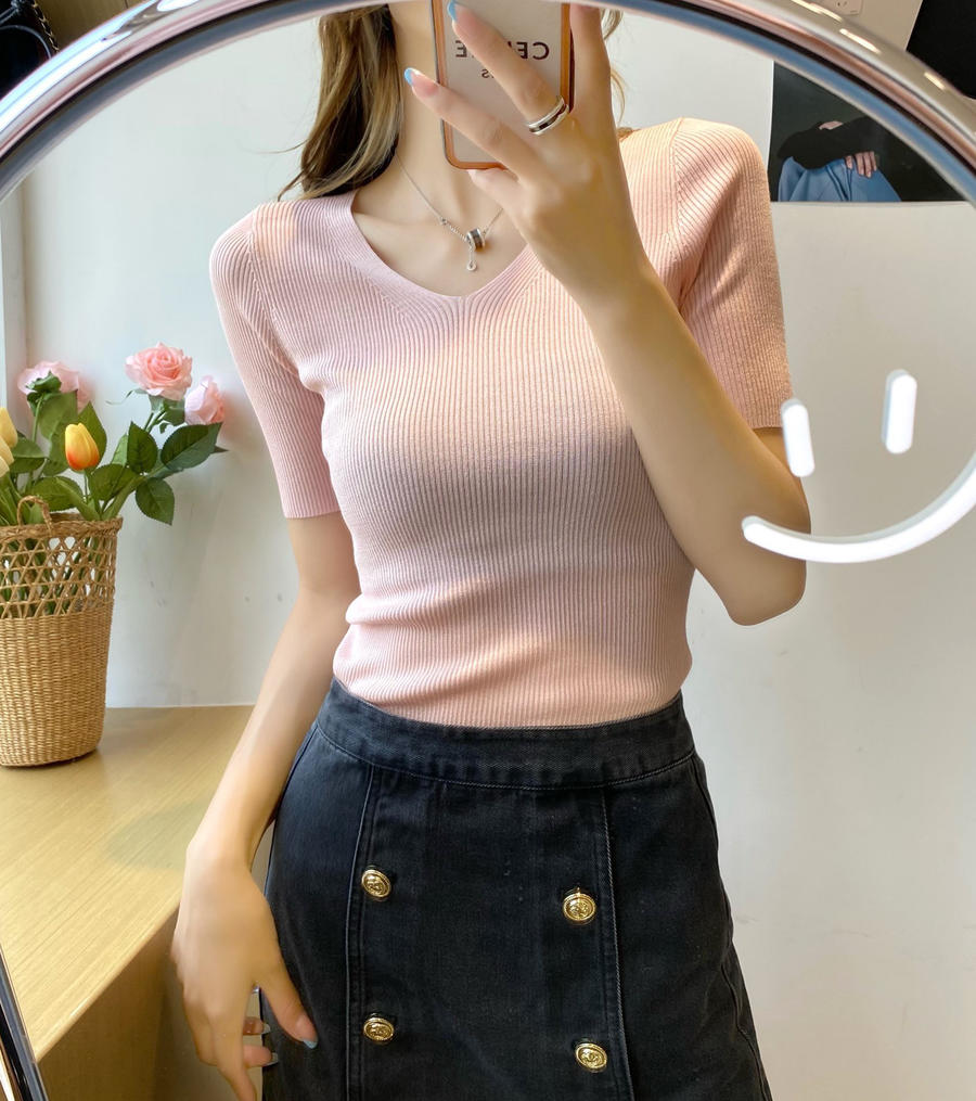 高端!鄂s 桑蚕丝针织短袖011207