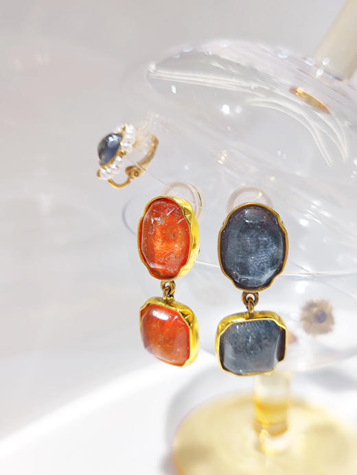 订购6个月到｜Goossens Paris-Cabochons Two-丹宁蓝 耳夹（无需耳洞）［法国设计师］ 商品图4