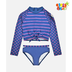 sisia2021新款儿童泳衣女童分体中大童公主宝宝长袖防晒连体泳衣