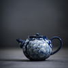 「景德镇老泥料粗陶青花手抓盖碗茶壶茶杯茶叶罐」纯手绘泡茶壶 青花便携茶壶 手拉坯功夫茶具 商品缩略图0