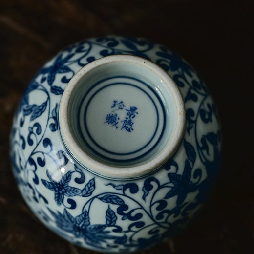 「景德镇手绘复古缠枝四季花仿明青花陶瓷品茗杯」功夫茶杯大号茶盏 主人杯 商品图3