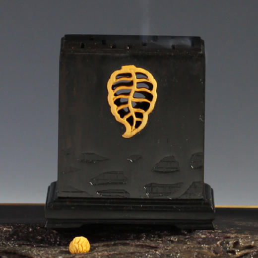 家大业大古徽风°紫光檀镶黄杨盘香盒 商品图0