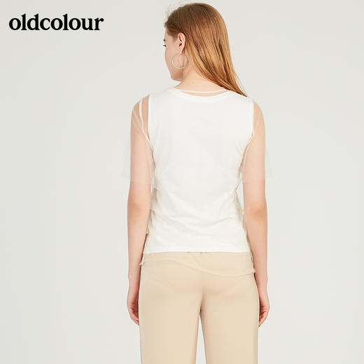 oldcolour欧珂字母网纱圆领短袖T恤女夏季M24021193 商品图3