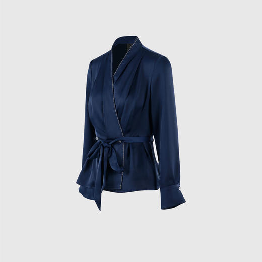 领边夹珠链名媛上衣（附腰带） 商品图1