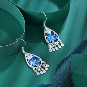 子佩集S990银【蓝花楹】耳环【QFES019】花丝珐琅彩2107