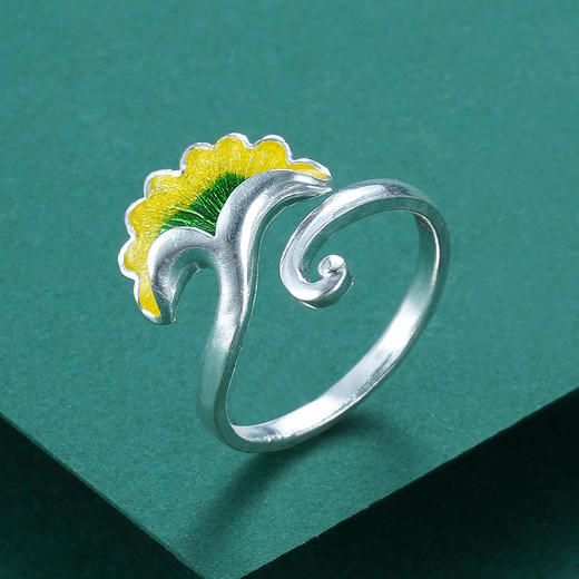 子佩集S990银【一叶知秋】戒指【MXJZ006】珐琅彩银杏叶 商品图2