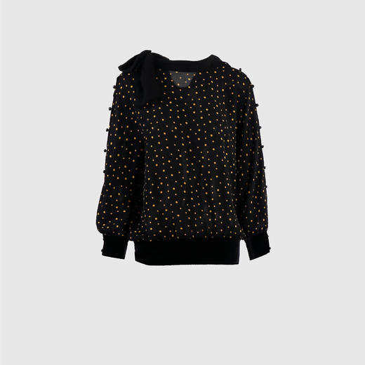 小高腰侧系带珍珠扣装饰上衣 商品图0