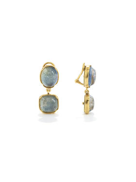 订购6个月到｜Goossens Paris-Cabochons Two-丹宁蓝 耳夹（无需耳洞）［法国设计师］