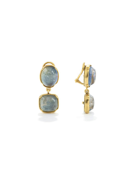 订购6个月到｜Goossens Paris-Cabochons Two-丹宁蓝 耳夹（无需耳洞）［法国设计师］ 商品图0