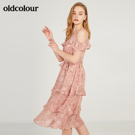 oldcolour欧珂露肩蛋糕裙短袖连衣裙女中长款夏季M24101438 商品图2