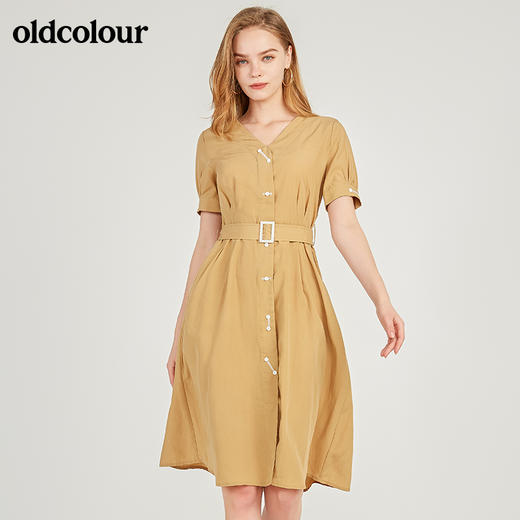 oldcolour欧珂2020夏短袖连衣裙休闲百搭中长裙M24101431 商品图0
