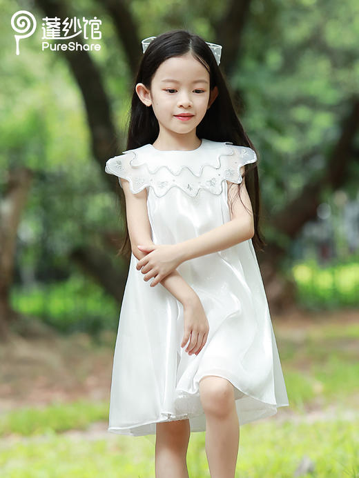 pureshare 女童连衣裙2021夏新款蓬蓬公主裙演出裙子气质礼服-浪花朵朵 商品图3