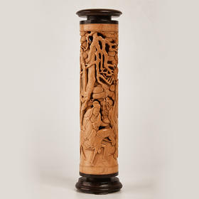 踏雪寻梅黄杨木雕香筒25*6cm