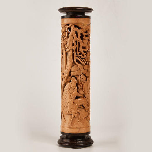 踏雪寻梅黄杨木雕香筒25*6cm 商品图0