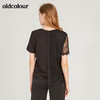 oldcolour欧珂纯棉圆领蕾丝拼接短袖T恤女夏季新款M25021512 商品缩略图1