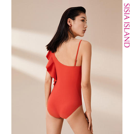 sisia泳衣2021新款时尚性感聚拢显瘦遮肚荷叶边度假连体泳衣女夏 商品图1