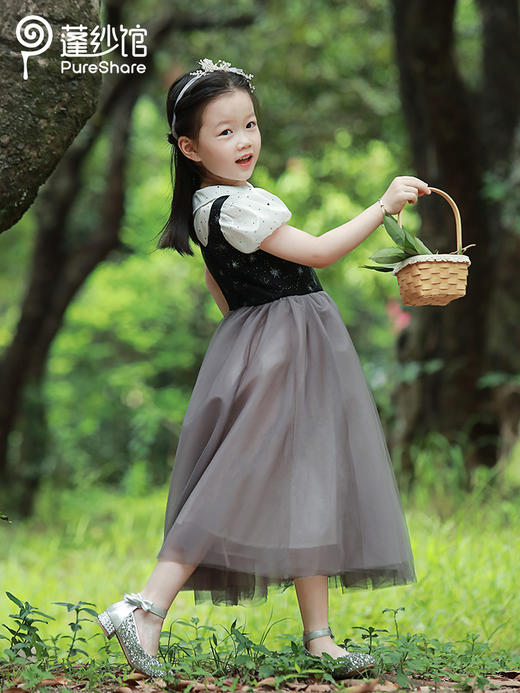 pureshare 睡美人公主裙女童连衣裙新夏款洋气大童礼服裙演出吹泡泡的小女孩-吹泡泡的小女孩 商品图1