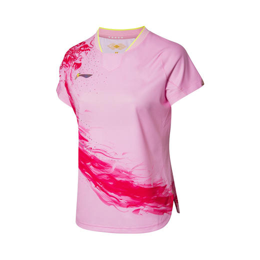 李宁Lining 国服 AAYR358-3 粉色版 专业女款运动短袖半袖T恤比赛服 商品图0