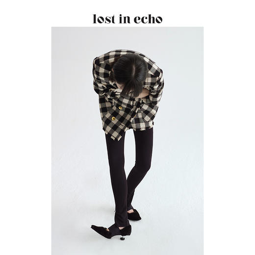 lost in echo 设计师原创 运动感交叉弹力带毛毛小方头矮跟鞋女 商品图4