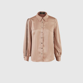 撞色牙条造型袖衬衣