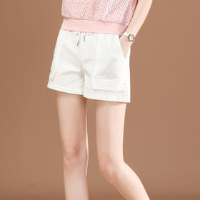丁摩 松紧腰休闲工装短裤子女夏季2021年新款宽松直筒热辣裤子薄PT1537-WX313