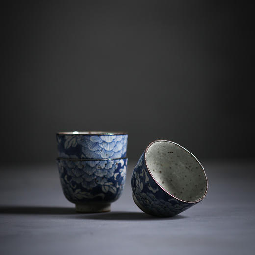 「景德镇老泥料粗陶青花手抓盖碗茶壶茶杯茶叶罐」纯手绘泡茶壶 青花便携茶壶 手拉坯功夫茶具 商品图6