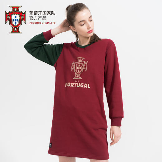 葡萄牙国家队官方商品丨新款红绿拼袖卫衣裙运动C罗球迷潮流百搭 商品图0