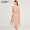 oldcolour欧珂露肩蛋糕裙短袖连衣裙女中长款夏季M24101438 商品缩略图1