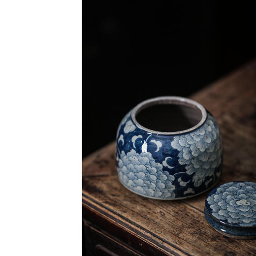 「景德镇老泥料粗陶青花手抓盖碗茶壶茶杯茶叶罐」纯手绘泡茶壶 青花便携茶壶 手拉坯功夫茶具 商品图8