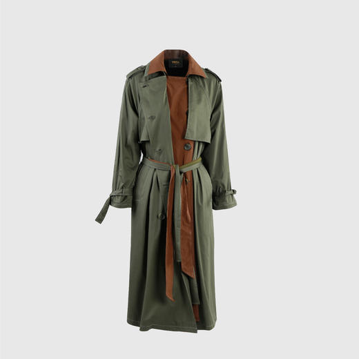 色立领英伦赫本风风衣（附腰带） 商品图1