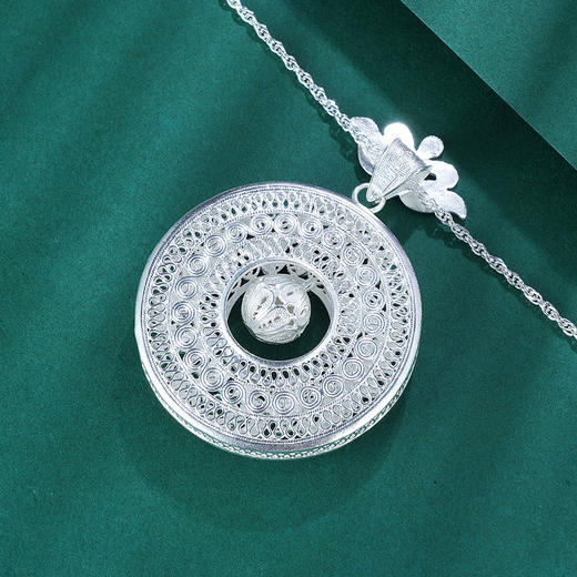 子佩集S990银【晟楠】花丝吊坠【QFDZ025】（不含链）花丝珐琅彩平安扣2107 商品图5