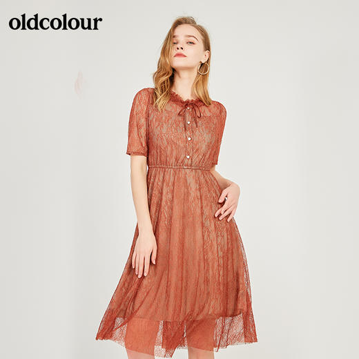 oldcolour欧珂蕾丝中袖连衣裙女中长款M25102520 商品图0