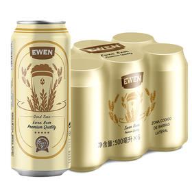 西班牙进口意文EWEN黄啤500ml*6罐装