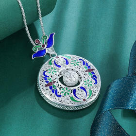 子佩集S990银【晟楠】花丝吊坠【QFDZ025】（不含链）花丝珐琅彩平安扣2107