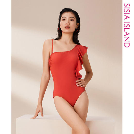 sisia泳衣2021新款时尚性感聚拢显瘦遮肚荷叶边度假连体泳衣女夏 商品图0