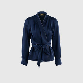 领边夹珠链名媛上衣（附腰带）